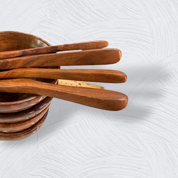 Sheesham Hand-Crafted Wooden Bowls Matching Spoons Set Of 4 With Floral Inlay De - Picture 16 of 16